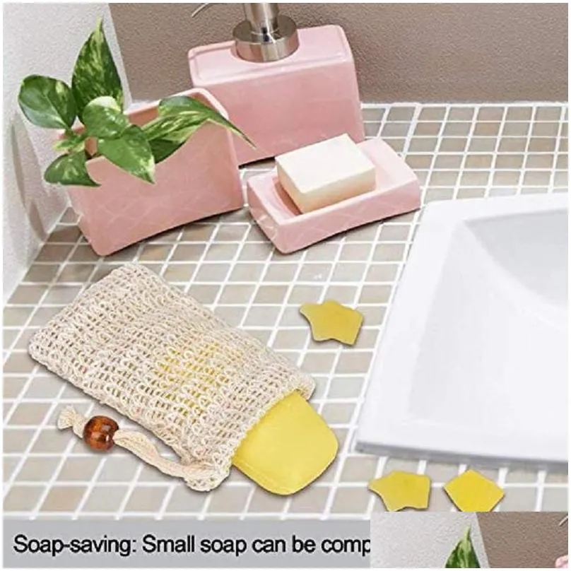natural exfoliating mesh soap savers bag scrubbers pouch holder for shower bath foaming and drying 6x3.5inch