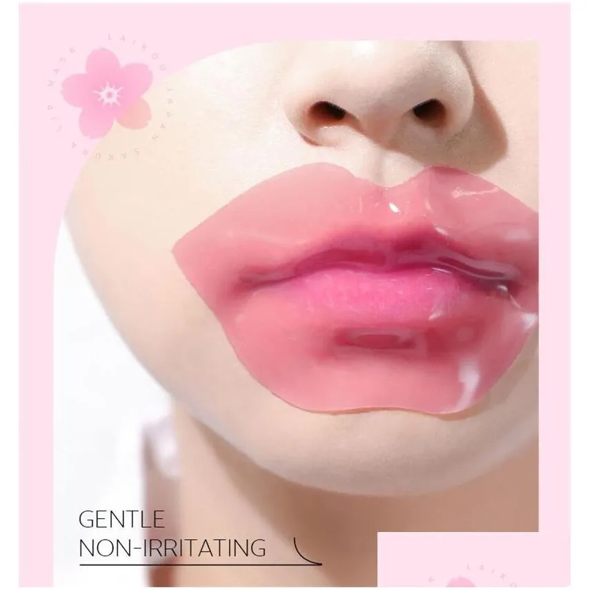 Sakura Crystal Collagen Lip Mask Moisturizing Essence Peel Off Lip Care Pads Gel For Makeup Skin Cares Products