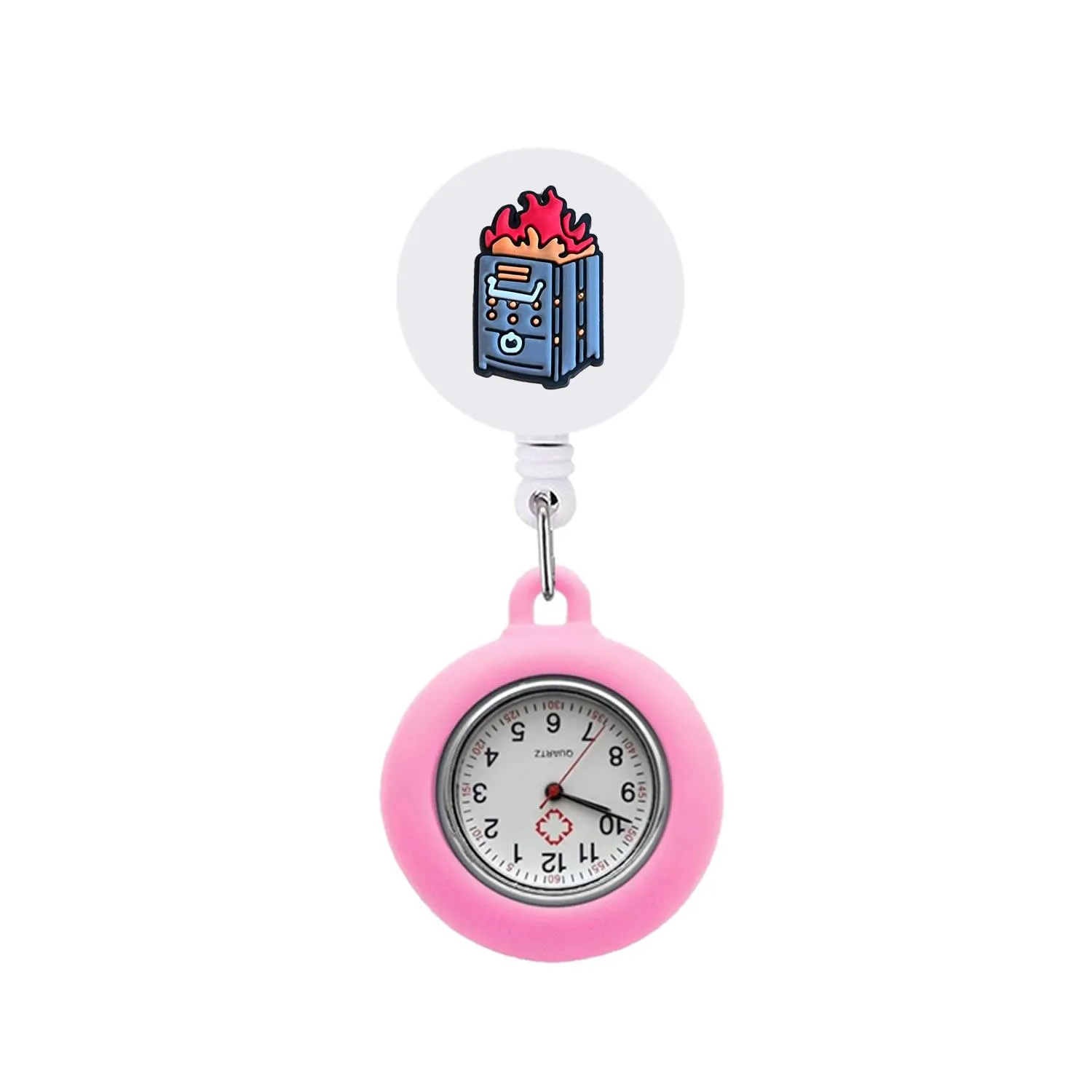 daily necessities clip pocket watches pattern design nurse watch with second hand retractable for student gifts clip-on hanging lapel