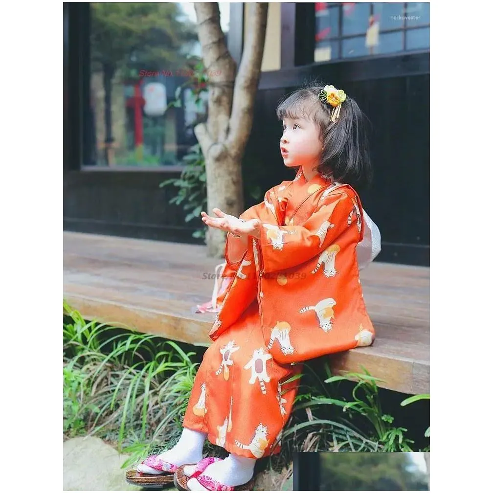 ethnic clothing 2023 children vintage dress japanese kimono yukata national flower print traditional childrens performance costume