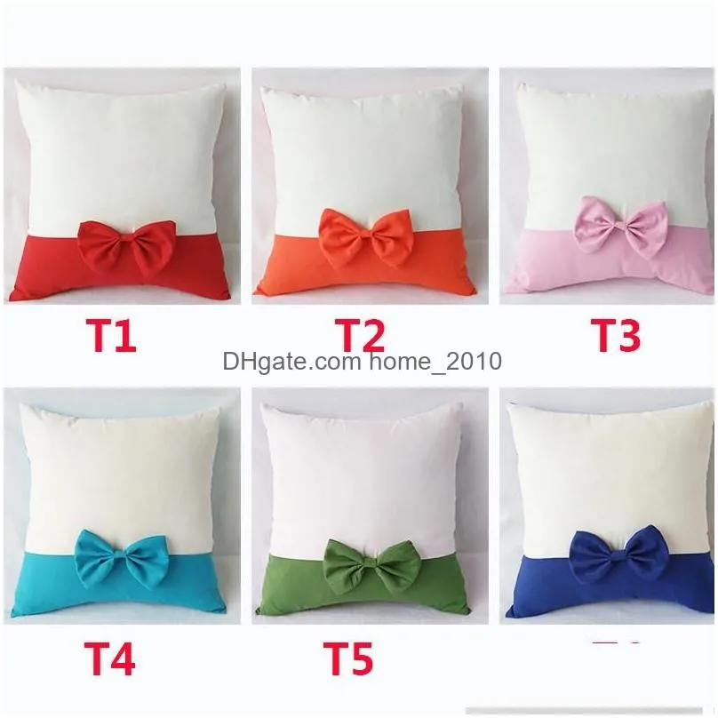 40x40cm bow pillow covers sublimation blanks diy printing cushion pillowcases with zipper cg001