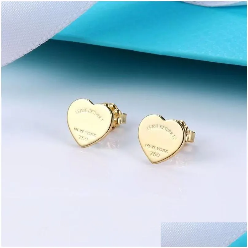S925 sterling silver sweet heart designer stud earrings for women luxury brand letters cute engagement asymmetrical ear rings earring