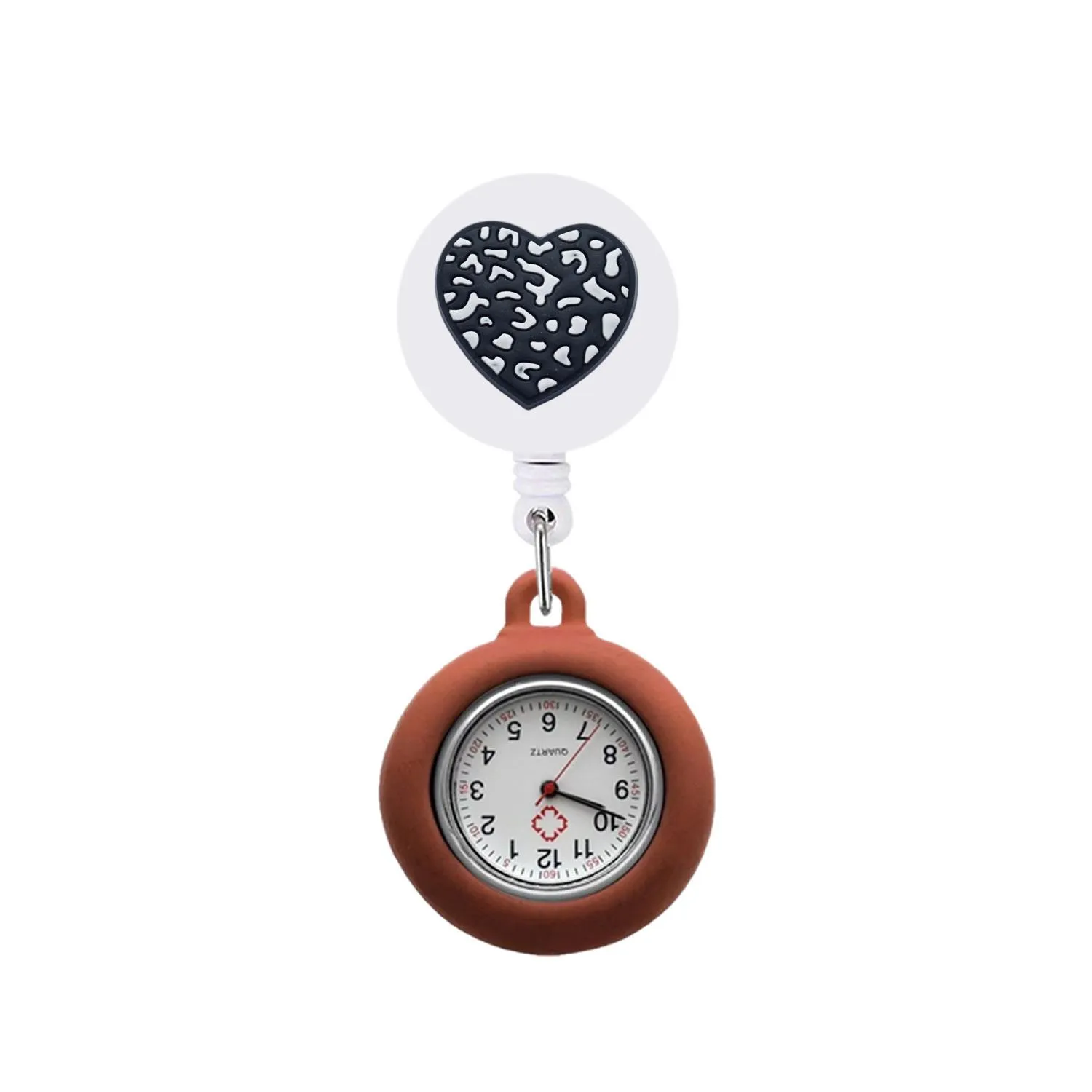 spotted love clip pocket watches retractable hospital medical workers badge reel doctor nurse watch for women and men arabic numeral dial watche with silicone case