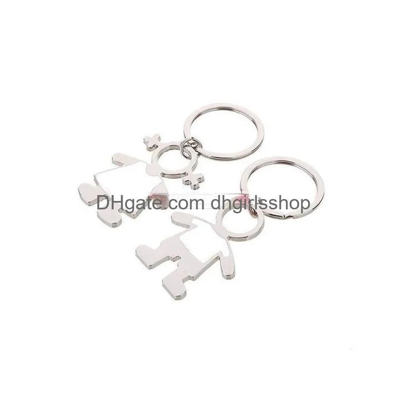 Keychains & Lanyards New Arrival Sublimation Metal Boy Girls Shape Key Ring Transfer Printing Custom Diy Jewelry Drop Delivery Fashio Dhwgj
