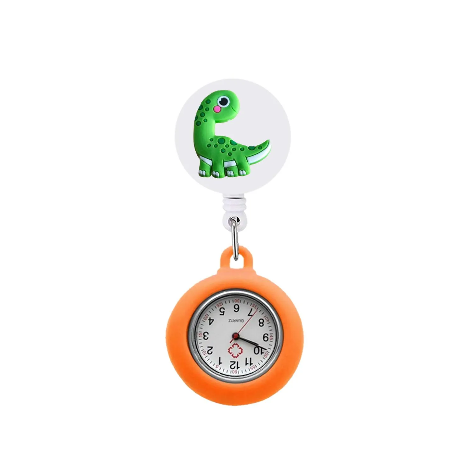 dinosaur clip pocket watches nurse lapel watch on quartz with second hand hospital medical fob clock gifts silicone
