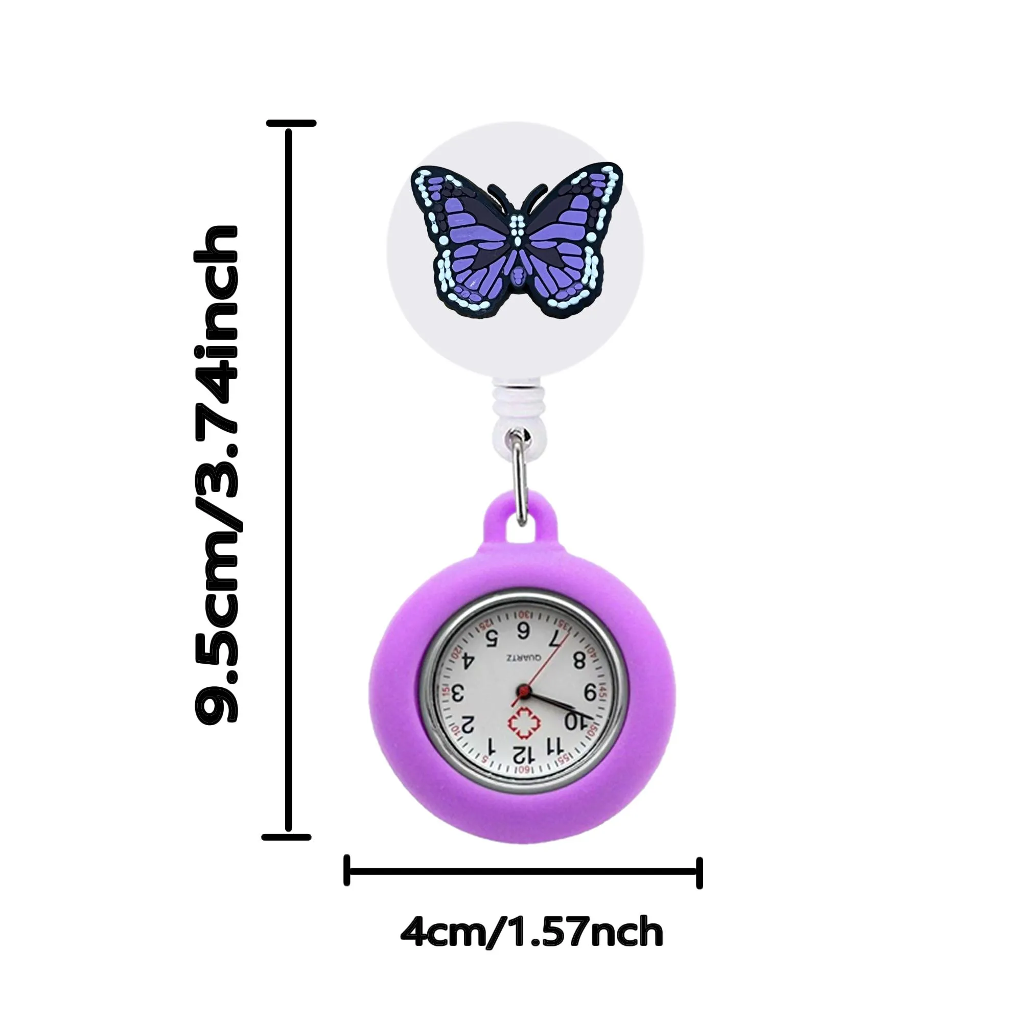 butterfly clip pocket watches fob hang medicine clock nurse watch on watche for with silicone case retractable student gifts