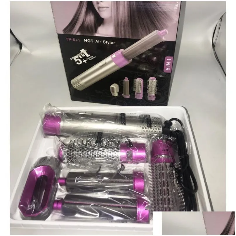 Electric Hair Dryer 5 in 1 Hair Dryer Heat Comb Automatic Curler Professional Curling Iron Electric Hot Air Brush For Household Styling