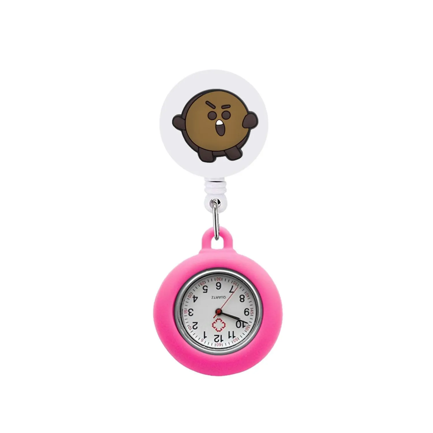 bt21 17 clip pocket watches brooch quartz movement stethoscope retractable fob watch nurse badge accessories with second hand lapel for nurses doctors clip-on hanging