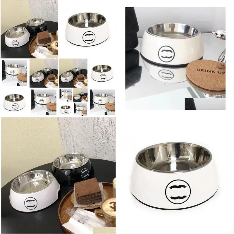 designer dog bowl pet bowl black and white cat bowl letter logo printed pet drinking bowl cat and dog food set