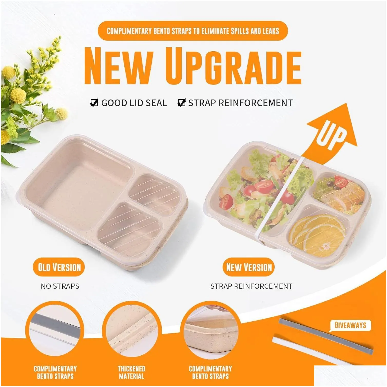 wholesale wheat straw lunch box microwave bento boxs packaging dinner service quality health natural student portable food storage box