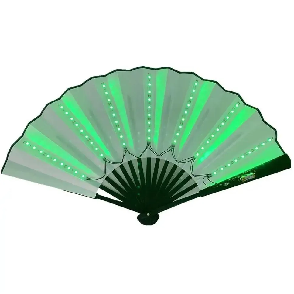 13inch luminous folding rave fan led play colorful hand held abanico led fans for dance neon dj night club party