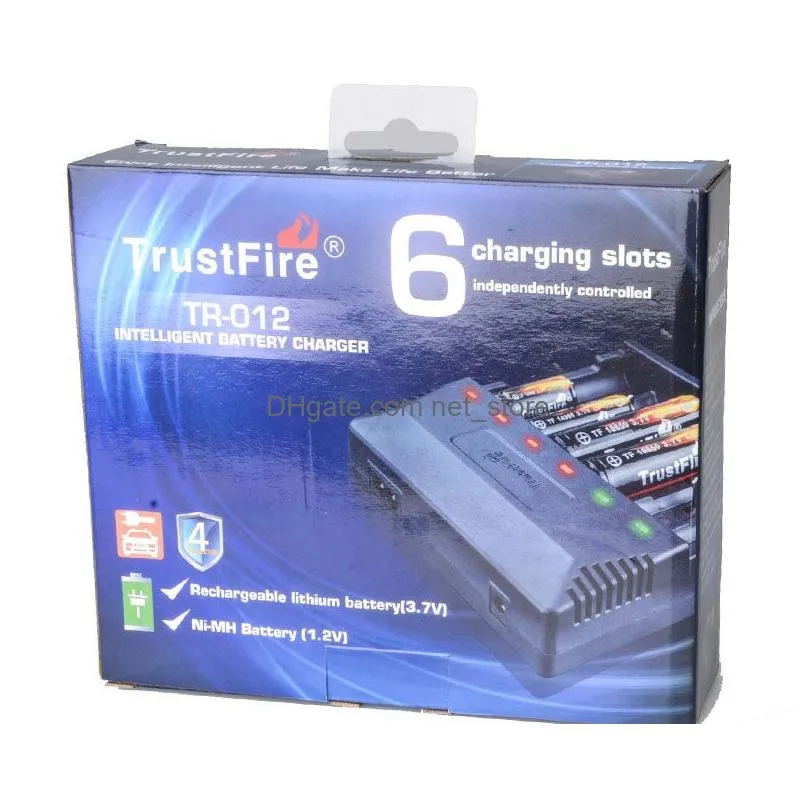 100% authentic trustfire tr012 6-slot battery  for 18650 16450 14500 18350 rechargeable batteries vs nitecore i8 dhs 
