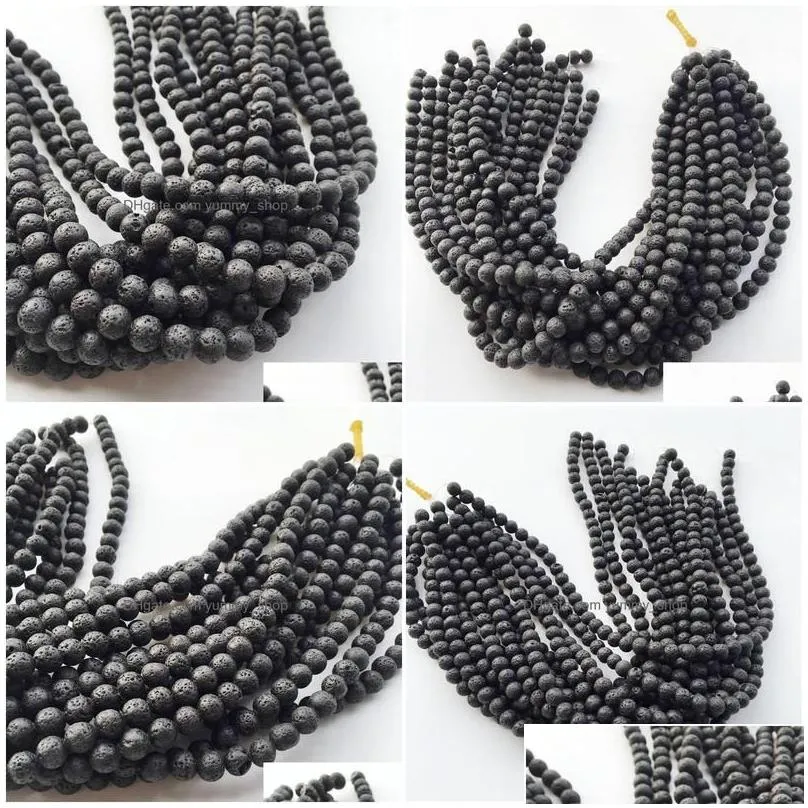 Charms 8Mm Natural Lava Rock Stone Beads Diy Essential Oil Diffuser Pendants Jewelry Necklace Earrings Making Drop Delivery Findings