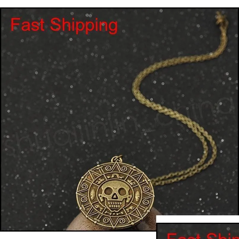 Other Fashion Accessories Vintage Bronze Coin Pirate Charmsother Aztec Necklace Mens Movie Pendant Necklaces For Lady Xmas Gift Drop