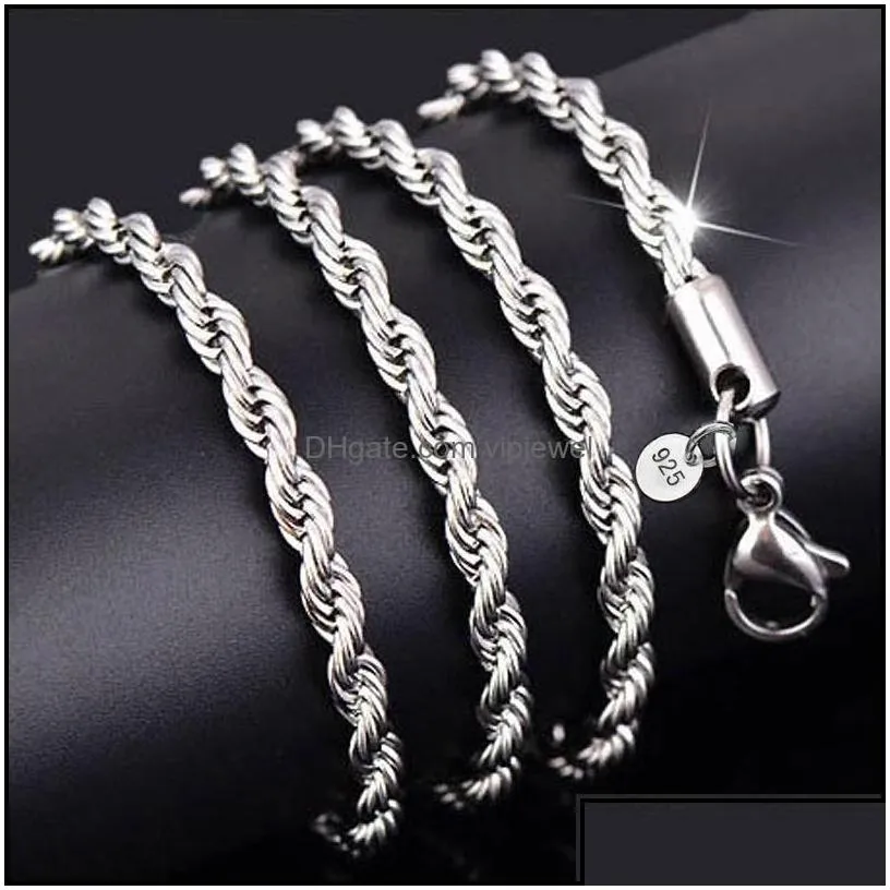 Chains 925 Sterling Sier 2Mm M Twisted Rope Chain Necklaces For Women Men Fashion Jewelry 16 18 20 22 24 26 28 30 Inches Drop Delive