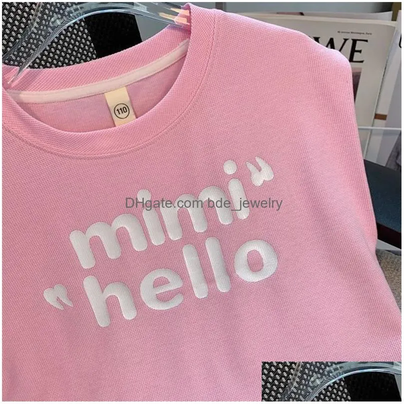 girls clothes sets summer children shortsleeved suit teenage letter tshirt shorts tracksuit outfit sports clothing set 240418
