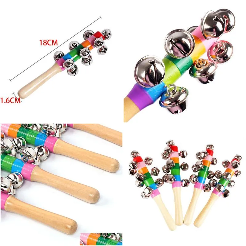 Party Decoration 18Cm Wooden Baby Rattle Rainbow Rattles With Bell Toys Orff Instruments Educational Toy Drop Delivery Home Garden Fes Dhkep