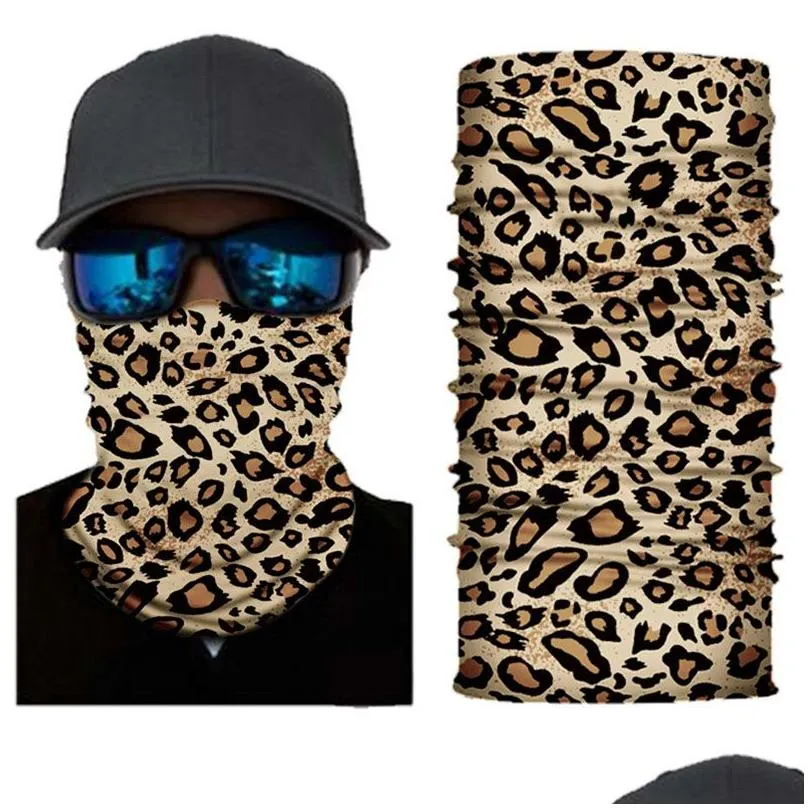 6 style leopard starry sky face mask scarf headbands outdoor sports cyclings headwear neck gaiter cycling headscarf party masks