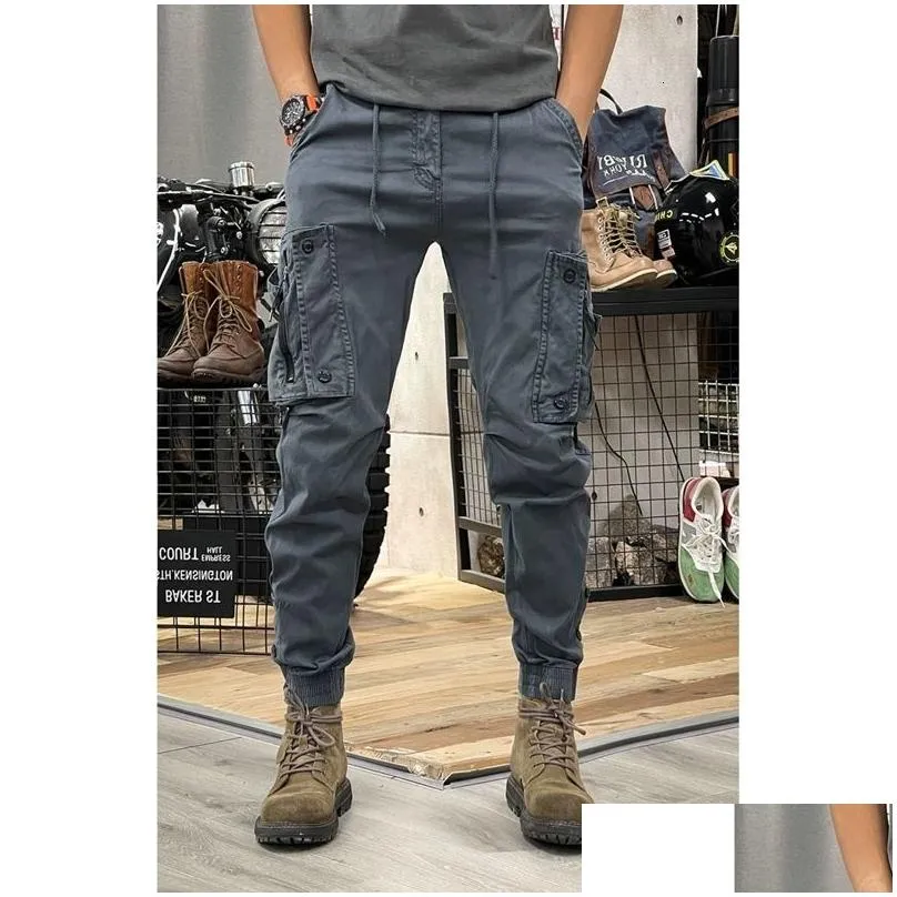 Men`s Pants Camo Navy Trousers Man Harem Y2K Tactical Military Cargo for Men Techwear High Quality Outdoor Hip Hop Work Stacked Slacks
