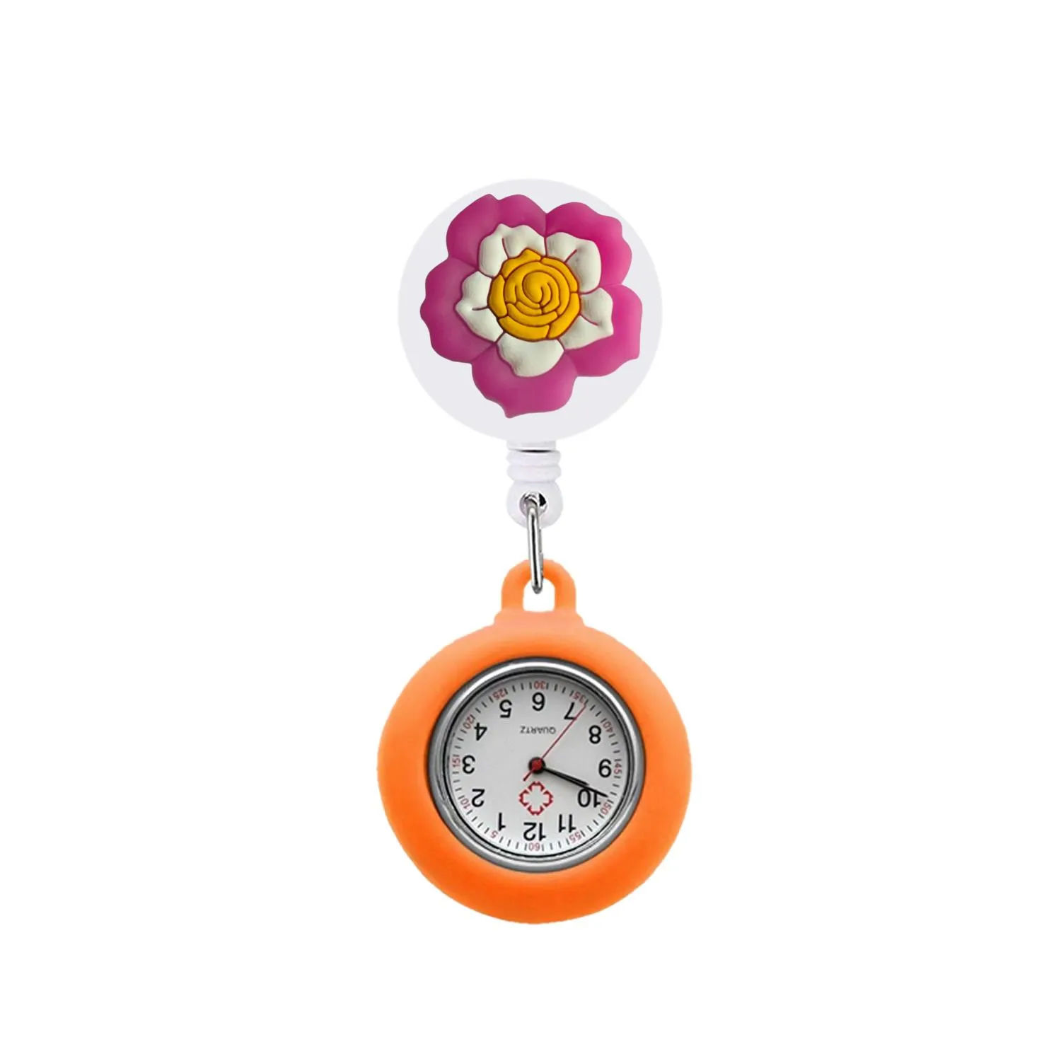 flower 2 11 clip pocket watches watch with second hand for nurses retractable badge reel hanging quartz fob nurse lapel glow pointer in the dark