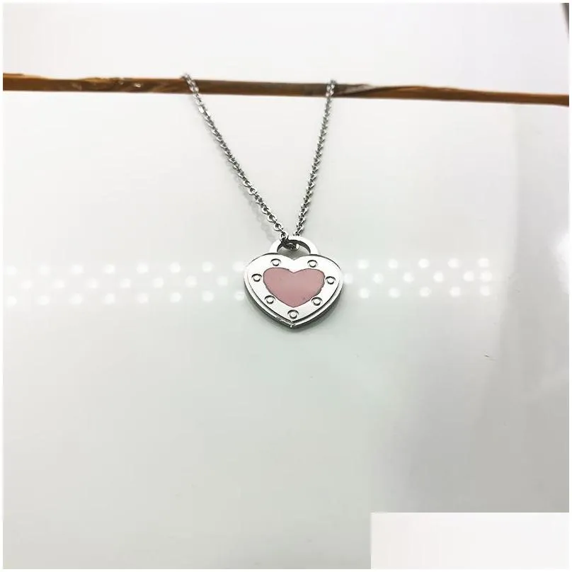 heart necklace womens A set of packaging stainless steel pendant blue pink green red jewelry on the neck Valentine day gift for girlfriend
