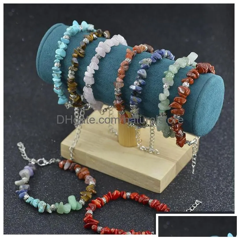 Beaded Natural Stone Chip Bracelet Chakra Crystal Healing Gemstone Stretch Braceletss Tumble Polished Stones Fashion Jewelry For Women