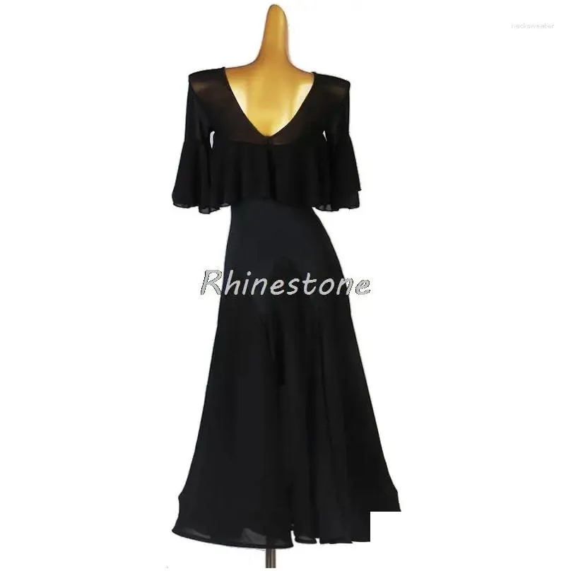stage wear ruffle edge modern practice national standard dance swing dress social suit can be customized in large sizes