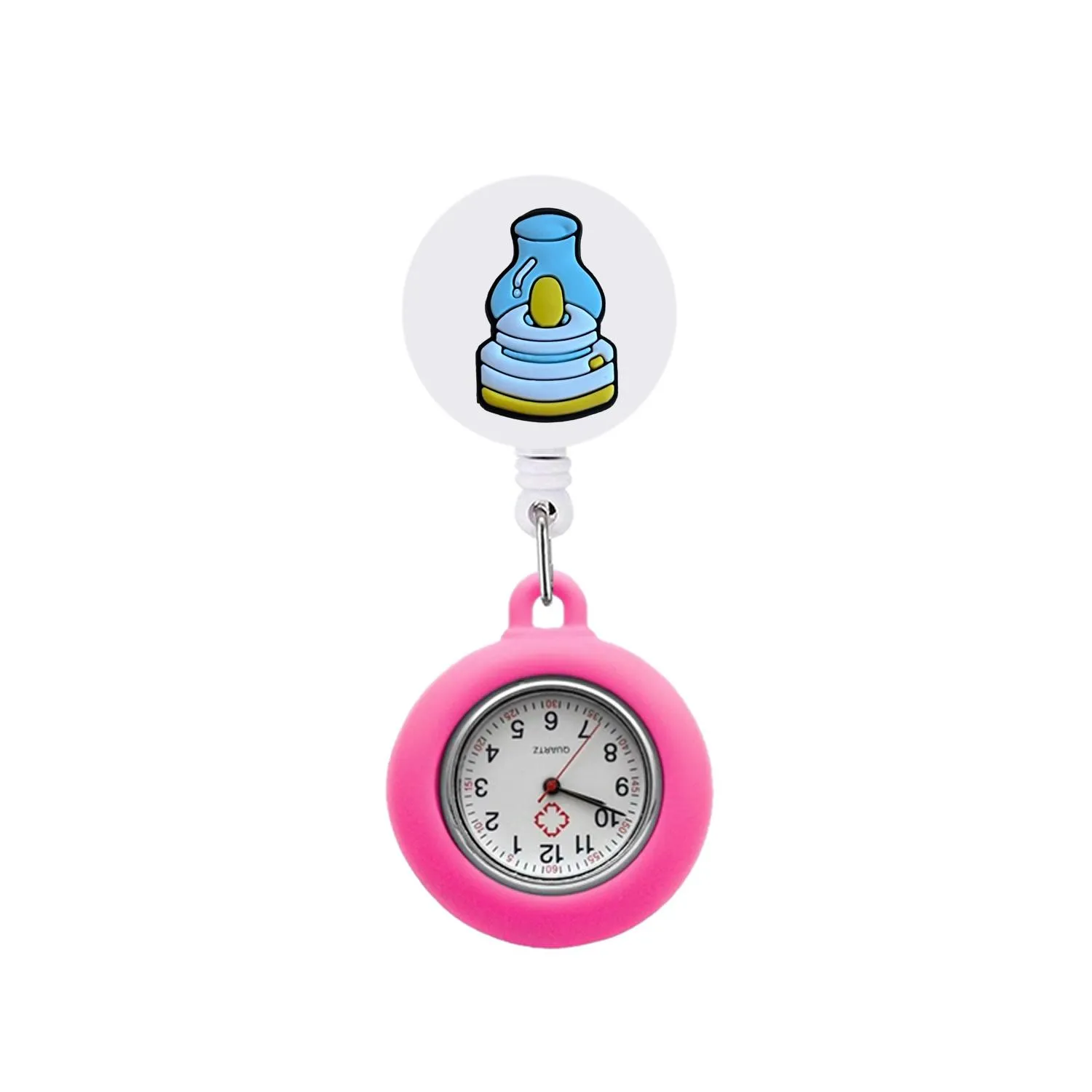 daily necessities clip pocket watches pattern design nurse watch with second hand retractable for student gifts clip-on hanging lapel