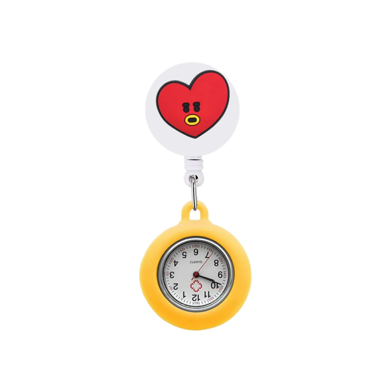 bt21 17 clip pocket watches brooch quartz movement stethoscope retractable fob watch nurse badge accessories with second hand lapel for nurses doctors clip-on hanging