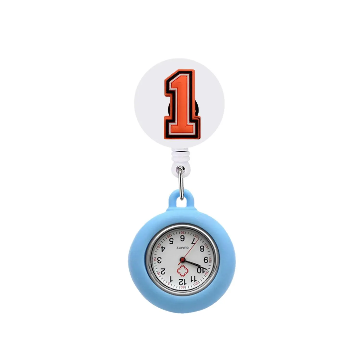 orange number 11 clip pocket watches pattern design nurse watch badge accessories brooch pin-on pin on with secondhand stethoscope lapel fob