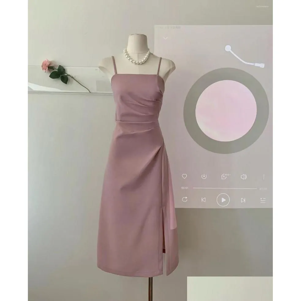 party dresses a yao softhearted god chinese style fold female atmosphere feeling pink skirt shoulder-straps summer 2023 dress