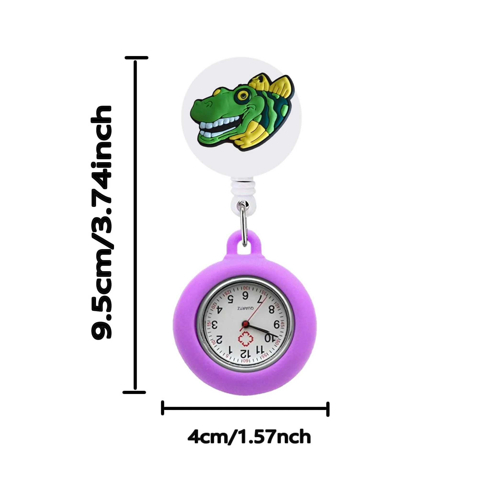 dinosaur clip pocket watches nurse lapel watch on quartz with second hand hospital medical fob clock gifts silicone