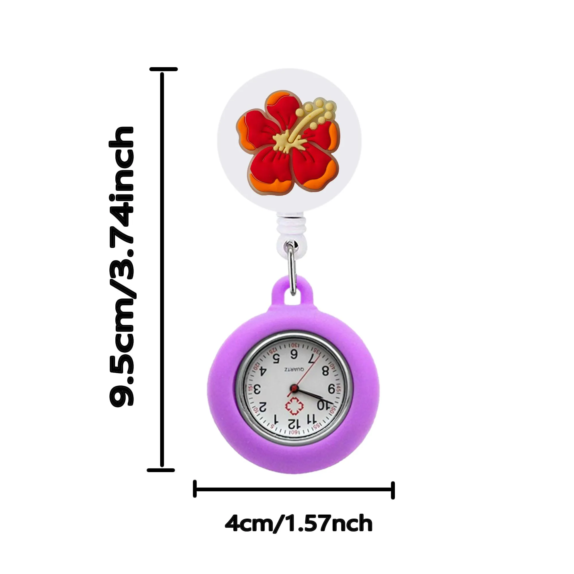 fluorescent pentapetal flower clip pocket watches medical hang clock gift retractable arabic numeral dial nurse watch brooch quartz movement stethoscope fob silicone