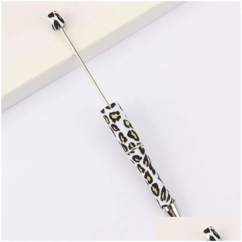 wholesale leopard diy bead pen ballpoint pens original beads pens customizable lamp work craft writing tool
