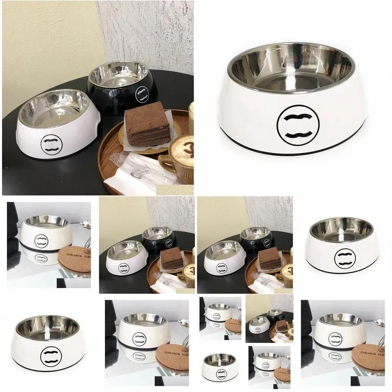 designer dog bowl pet bowl black and white cat bowl letter logo printed pet drinking bowl cat and dog food set