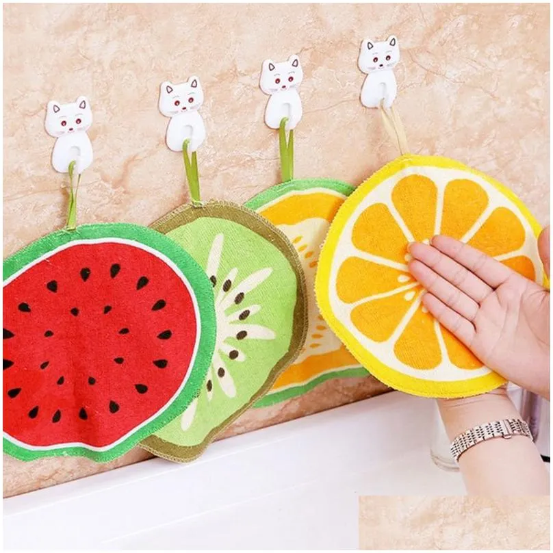creative fruit cloth print hanging kitchen hand towel quick-dry cleaning rag dish cloth wiping napkin