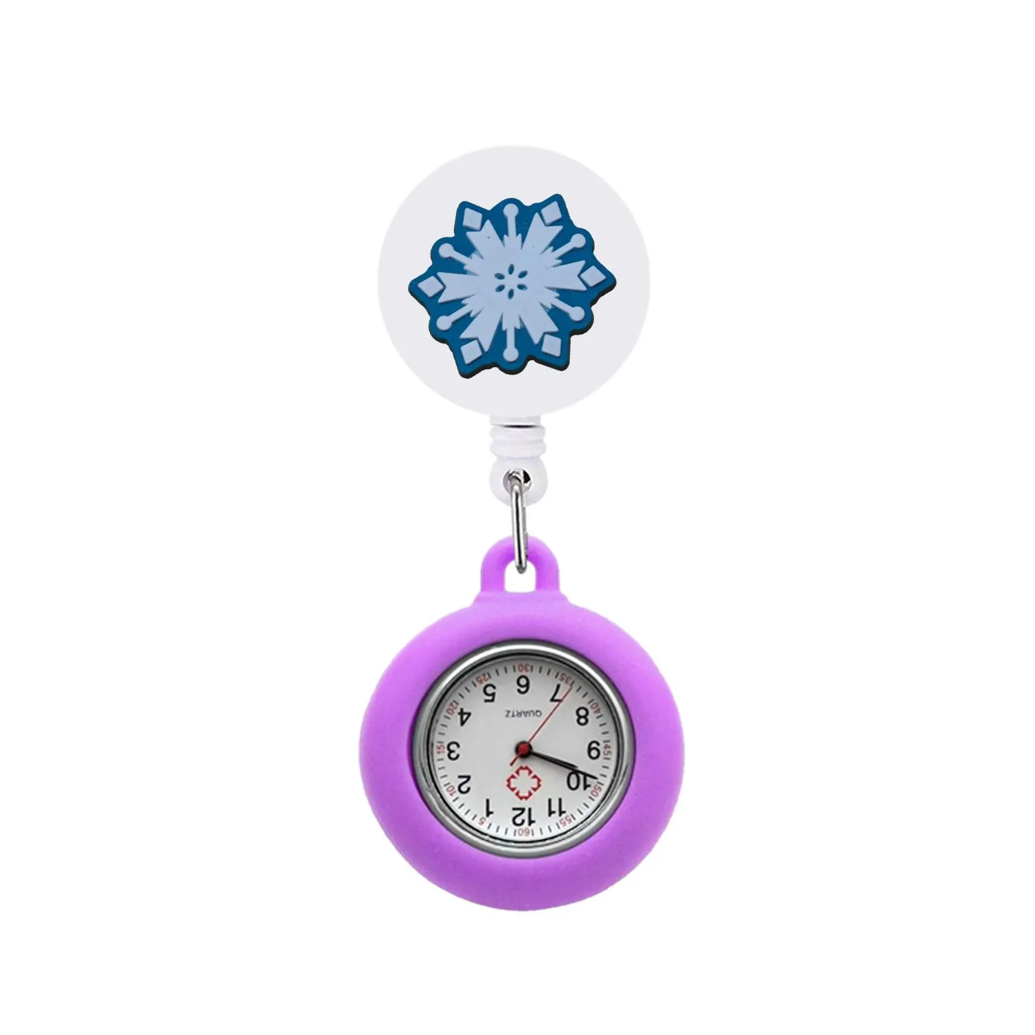 snowflake clip pocket watches retractable hospital medical workers badge reel watche for nurse with silicone case doctor watch women and men nurses doctors