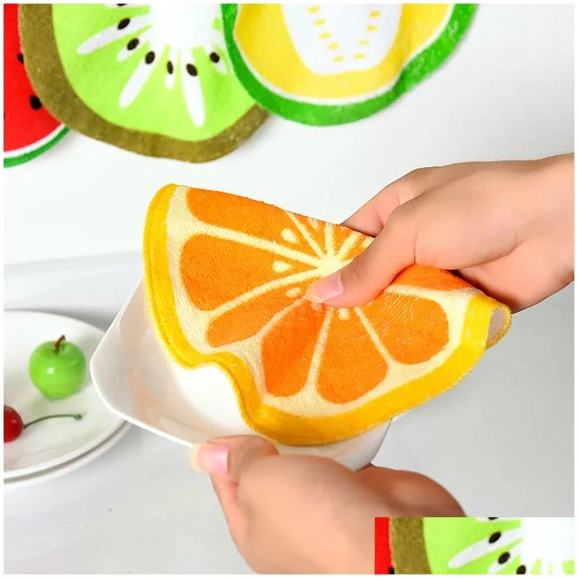 creative fruit cloth print hanging kitchen hand towel quick-dry cleaning rag dish cloth wiping napkin