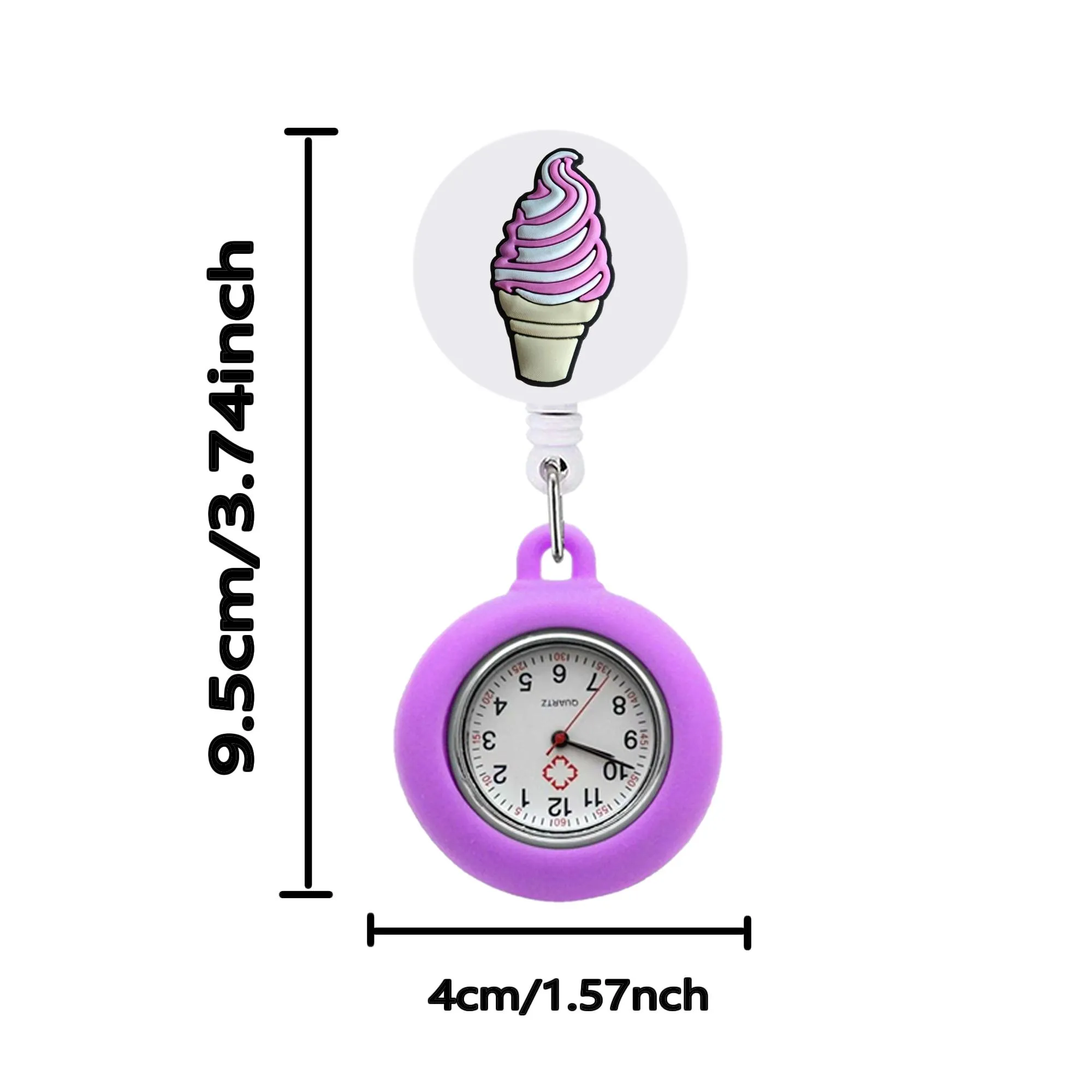 ice cream theme clip pocket watches doctor nurse watch for women and men with second hand nurses fob hang medicine clock badge accessories