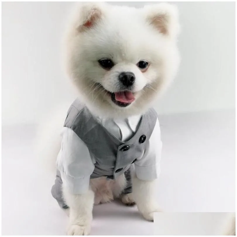 dog apparel pet wedding birthday party costume tuxedo suit for small medium large breed formal vest with bow tie gentleman