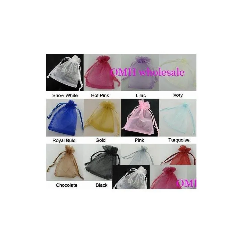 Jewelry Pouches Bags Omh Wholesale100Pcs 7X9Cm 25 Color Mixed Nice Chinese Voile Christmas / Wedding Gift Bag Organza Jewlery Pouch