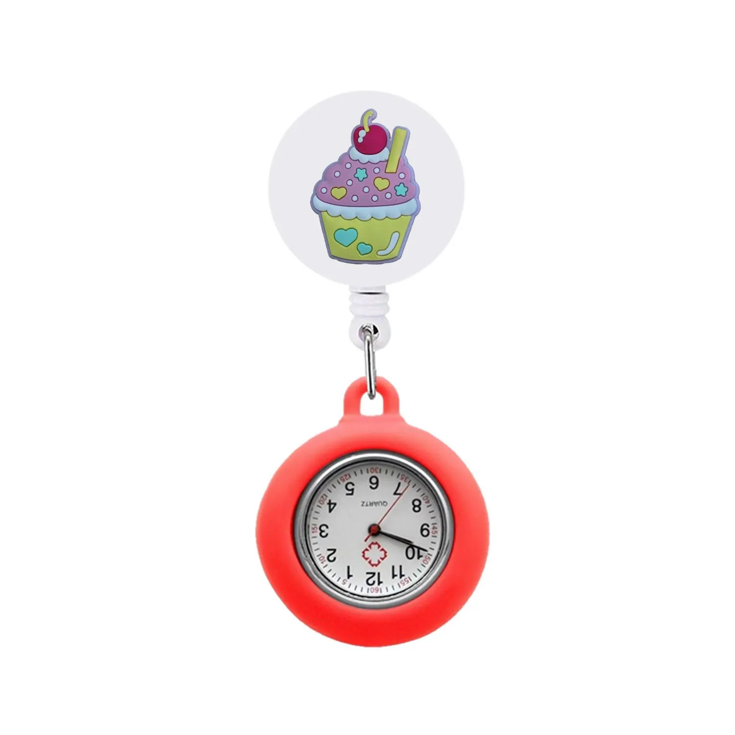 ice cream theme clip pocket watches doctor nurse watch for women and men with second hand nurses fob hang medicine clock badge accessories