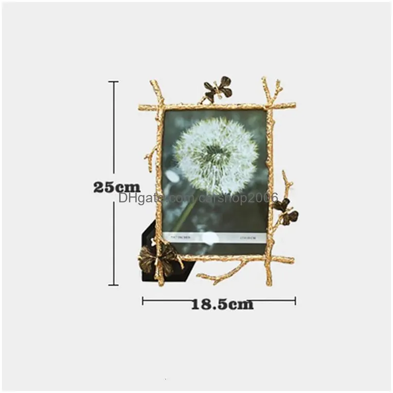 paintings 6 7 10inch nordic vintage metal butterfly p family portrait nightstand desktop square golden picture frames home decor