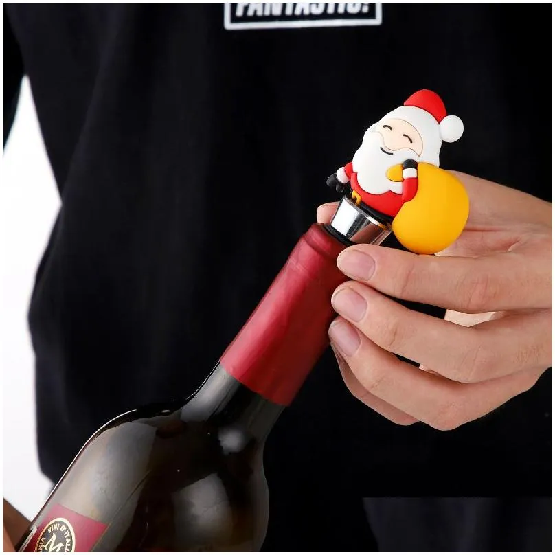 Bar Tools Cartoon Santa Wine Stoppers Christmas Party Decorations Metal Champagne Corks Bottle Opener Drop Delivery Home Garden Kitche Dhgqw