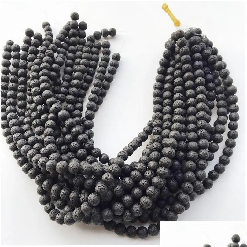 Charms 8Mm Natural Lava Rock Stone Beads Diy Essential Oil Diffuser Pendants Jewelry Necklace Earrings Making Drop Delivery Findings