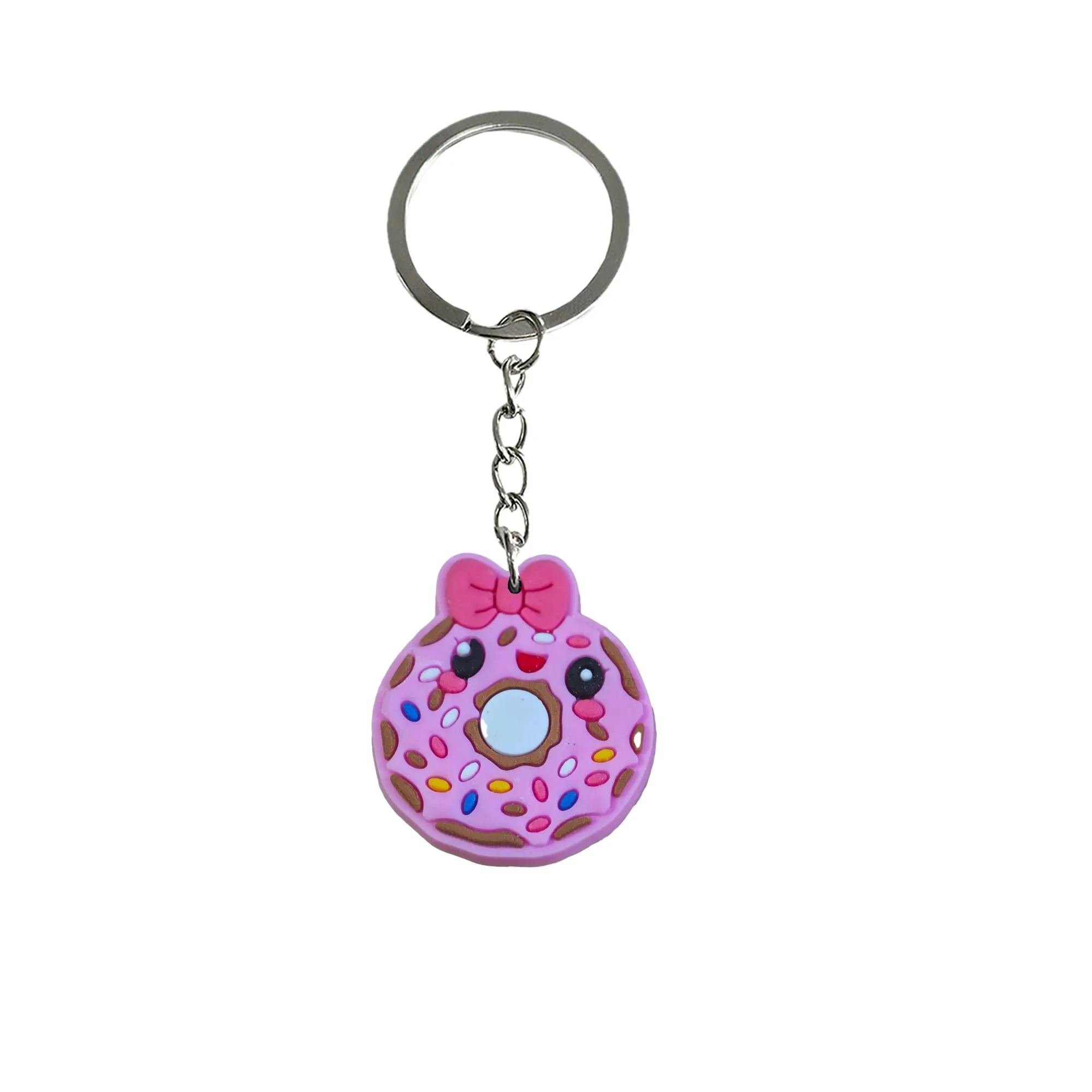 cartoon donuts keychain pendants accessories for kids birthday party favors key ring girls keyring suitable schoolbag keychains backpack cool colorful anime character with wristlet school day supplies gift