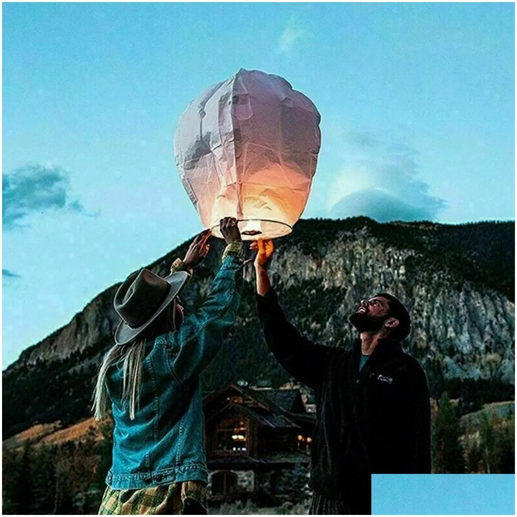 10pcs/Lot Diy Chinese Flying Sky ing Paper Lantern Lamp for Christmas Party Wedding Decoration 201128