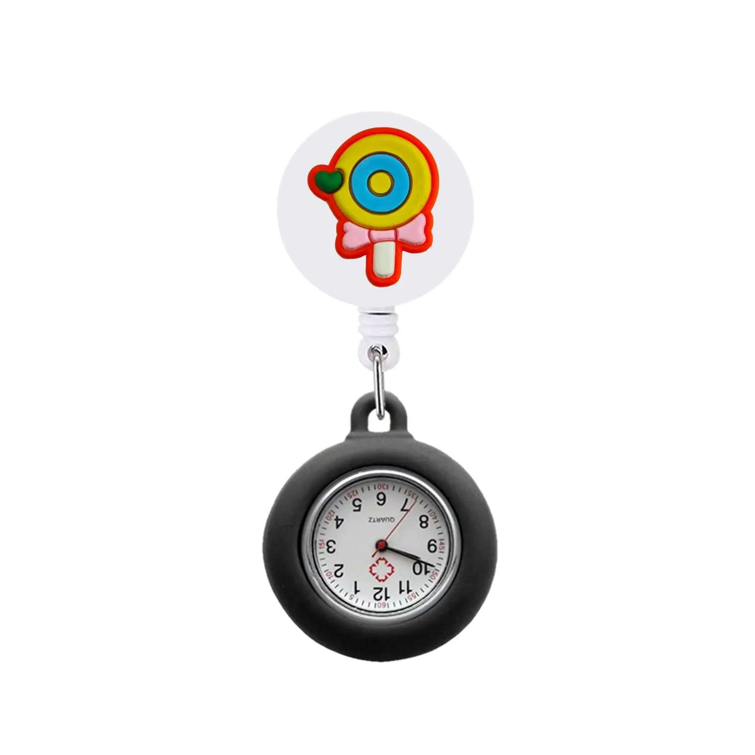 lollipop clip pocket watches retractable nurse fob watch silicone lapel with second hand on watche for case