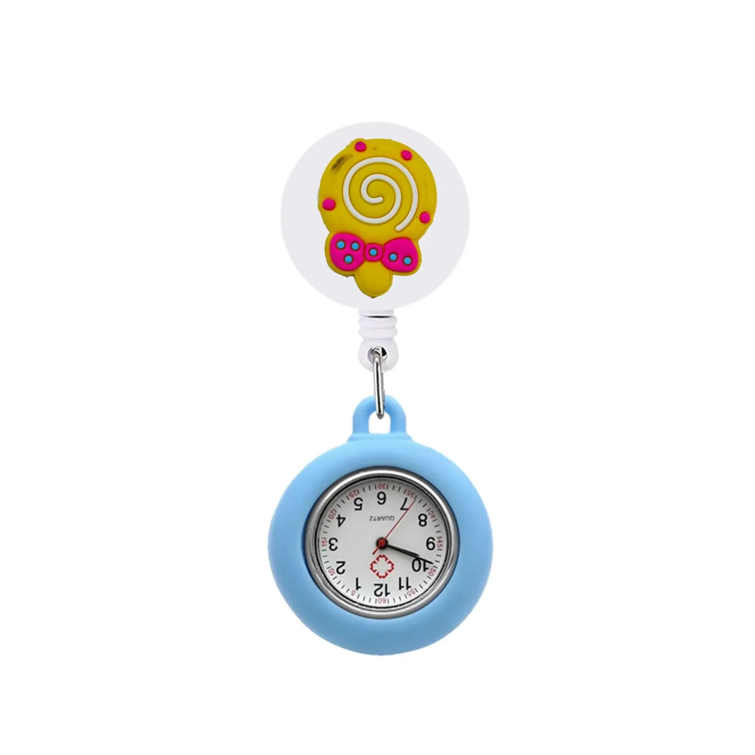 lollipop clip pocket watches retractable nurse fob watch silicone lapel with second hand on watche for case