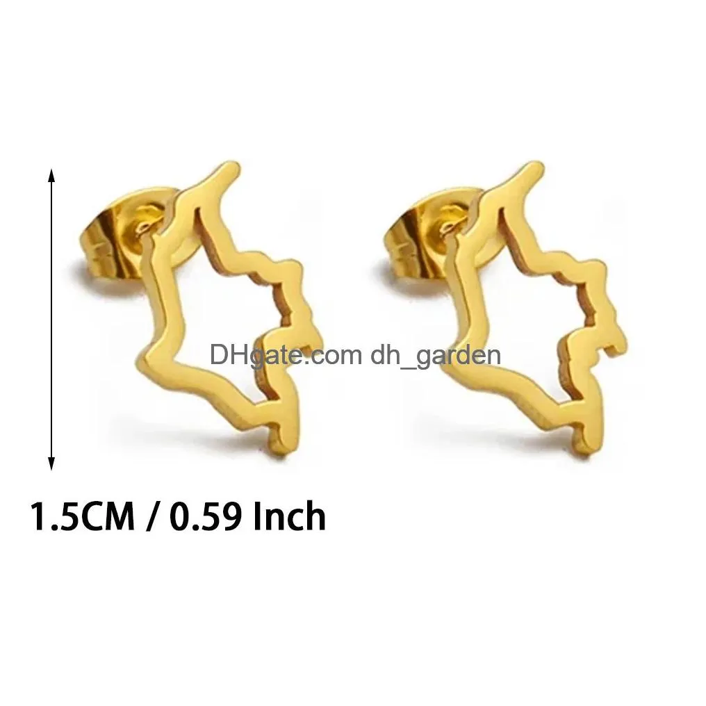 anniyo 1.5cm small colombia outline map stud earrings of colombian jewelry stainless steel 253221